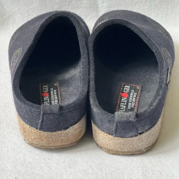 Haflinger Women’s Spirit Blue Wool Slippers - EU37 - US6 - Picture 5 of 9